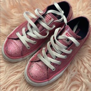 Converse Girls Pink Patent Leather Glitter Size 1